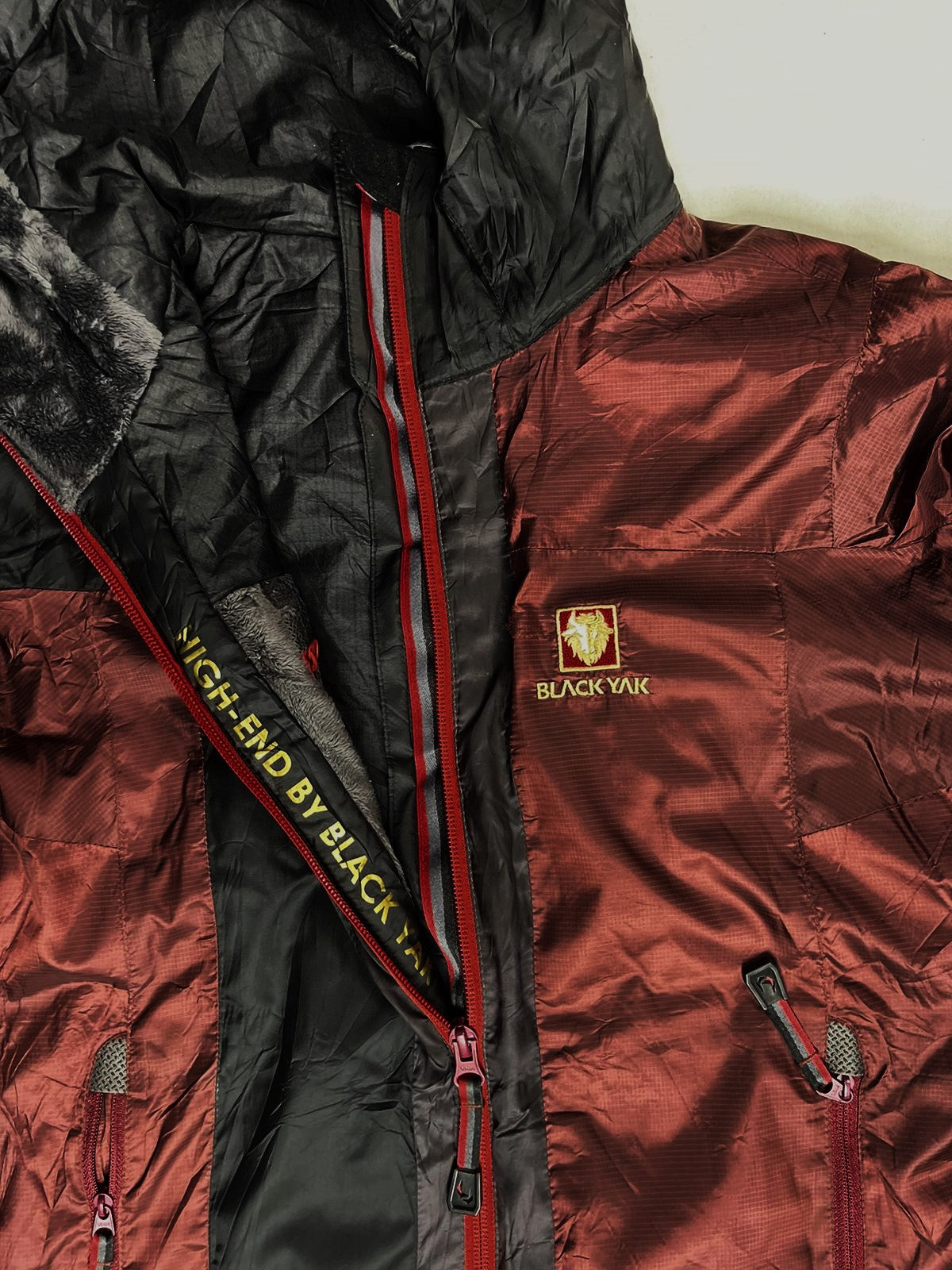 BLACK YAK Hooded Bomber Jacket – Black × Dark Champagne (Unisex M)