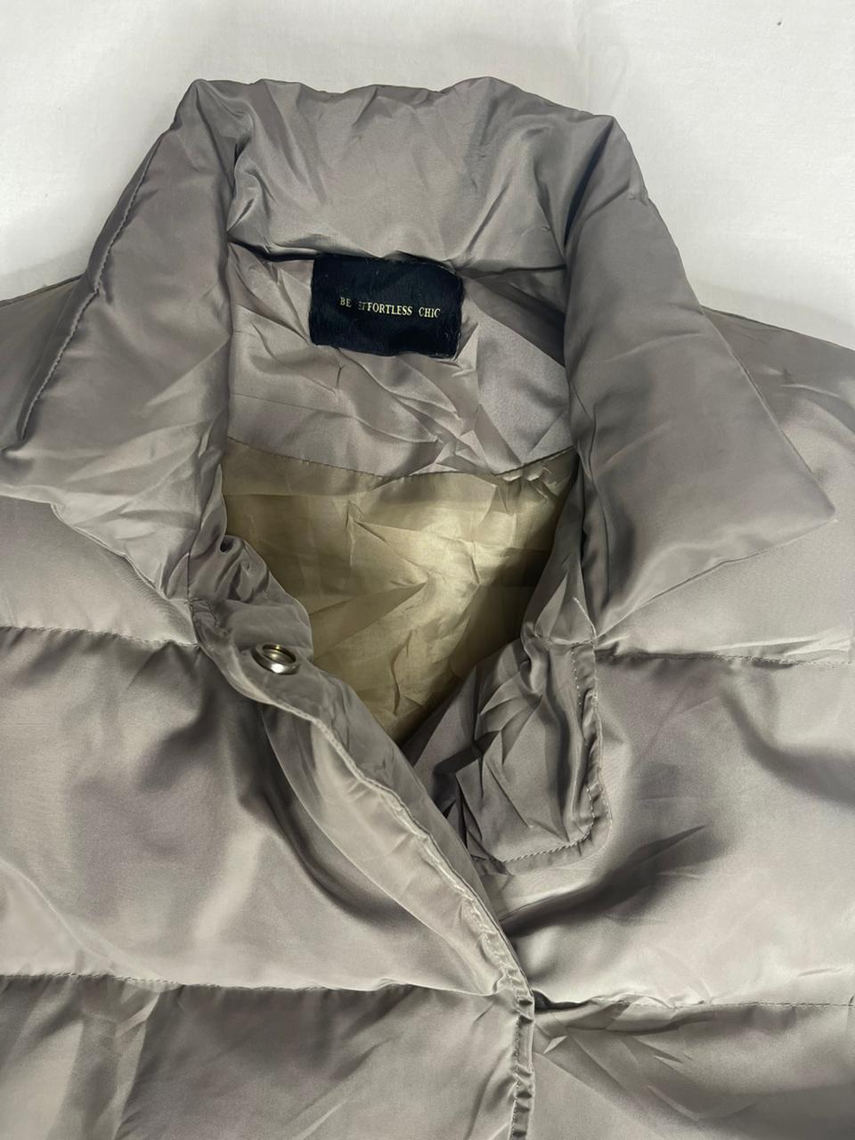 BE EFFORTLESS CHIC Sleeveless Down Jacket – Dull Silver (Women’s M)