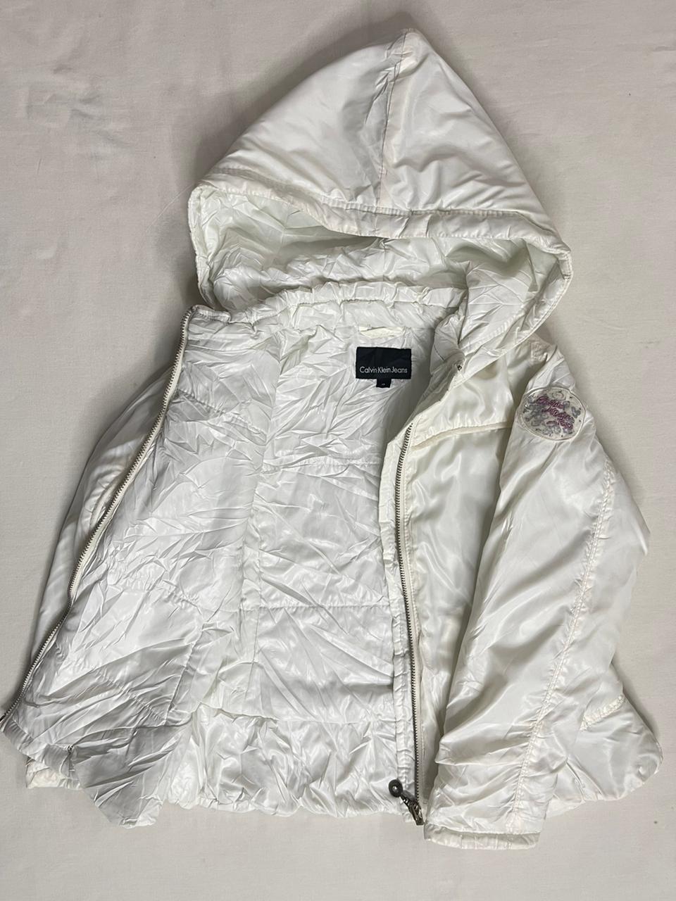 Calvin Klein Jeans Girls Hooded Jacket – White (4–5 Years)