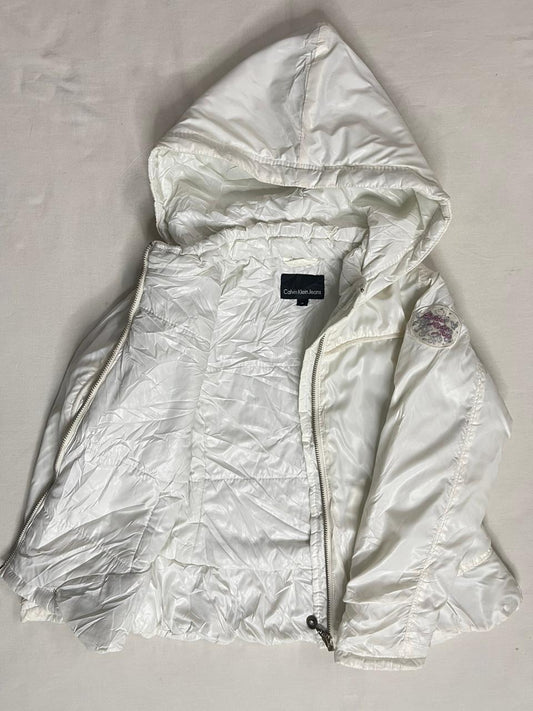 Calvin Klein Jeans Girls Hooded Jacket – White (4–5 Years)