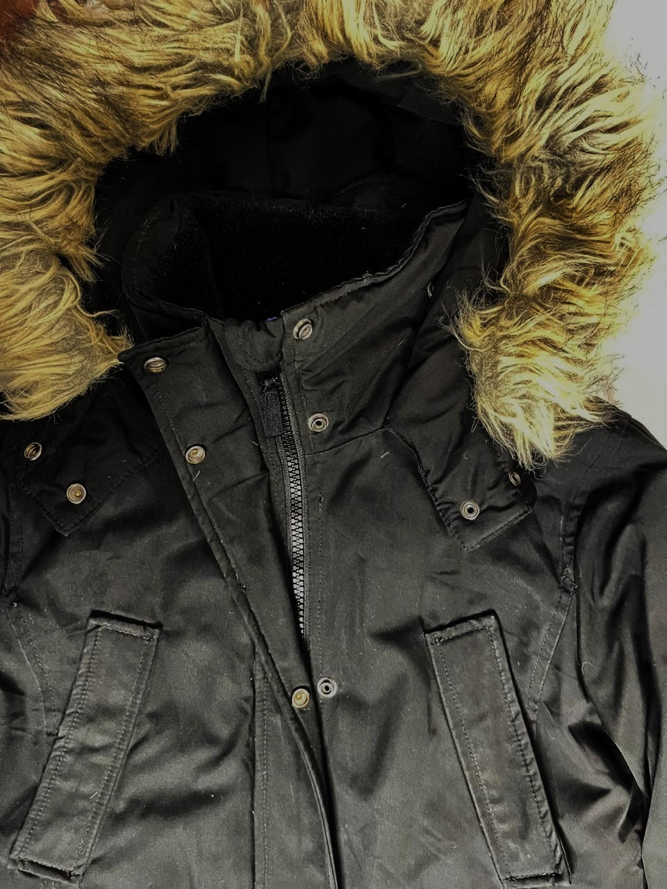 PIMKIE Hooded Fur Jacket – Dark Black (Unisex M)