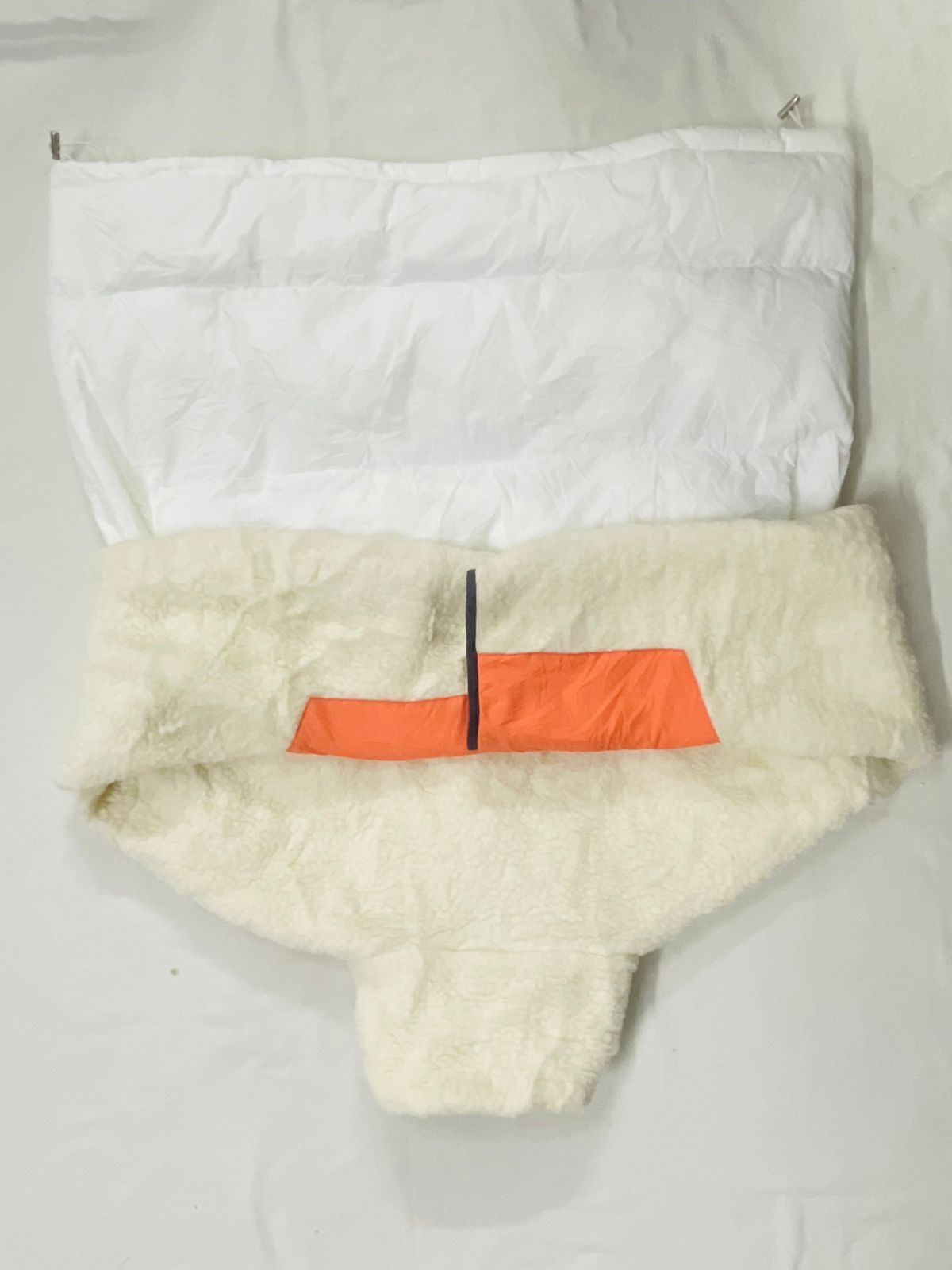 Fancy Teddy–Puffer Hybrid Jacket – White/Orange/Parrot Green – Men’s L