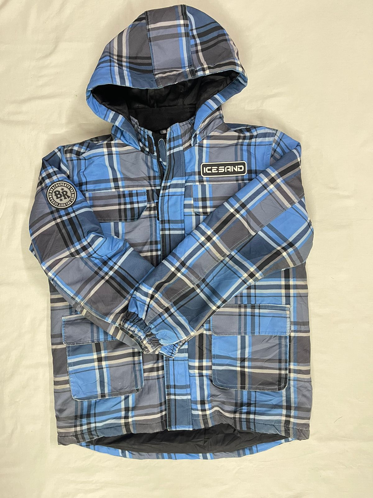 ICESAND Checked Hooded Jacket – Blue/Black/White – Men’s L