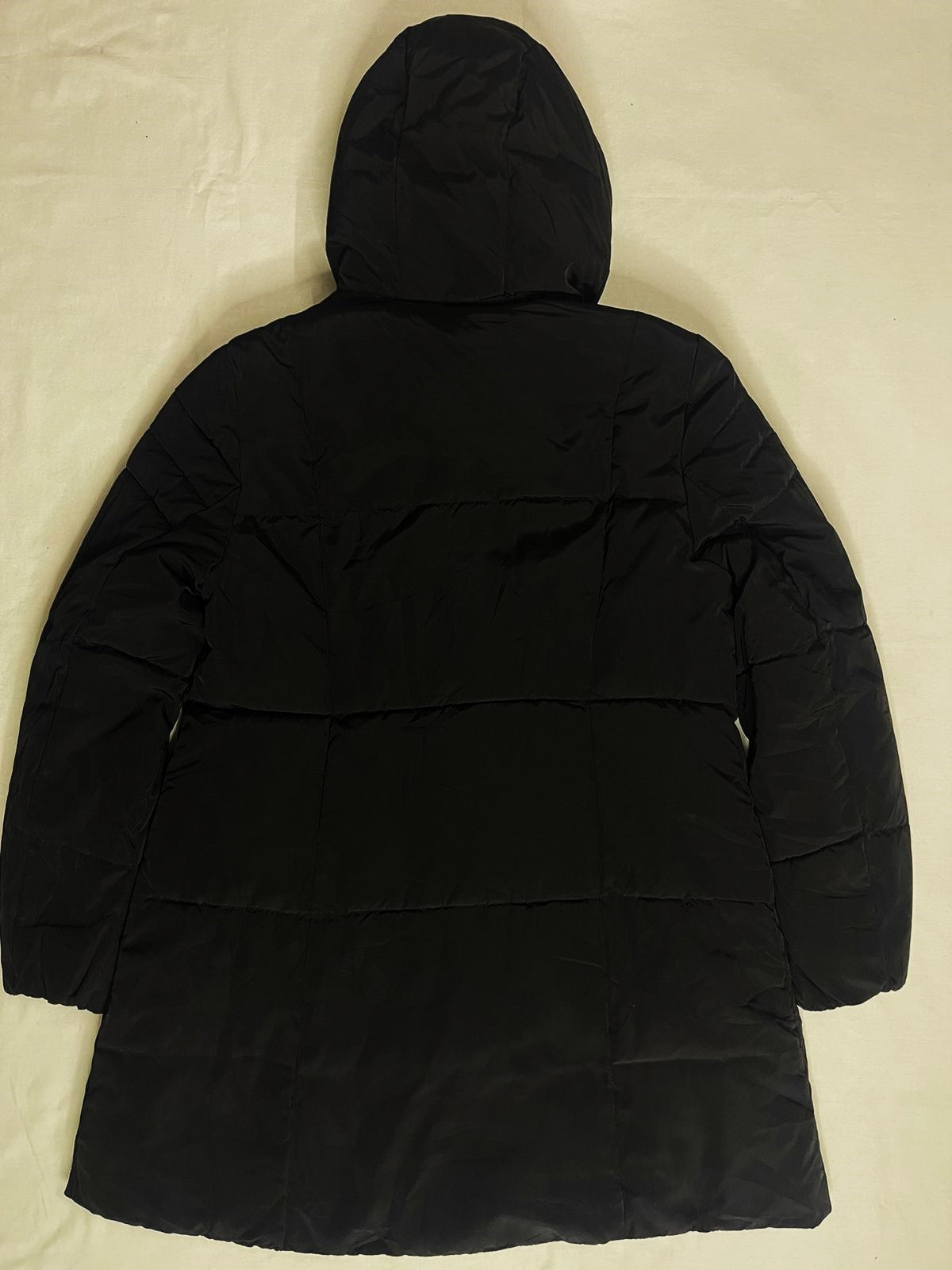 COUPS Ladies Long Down Jacket – Black × Dark Champagne (Medium)