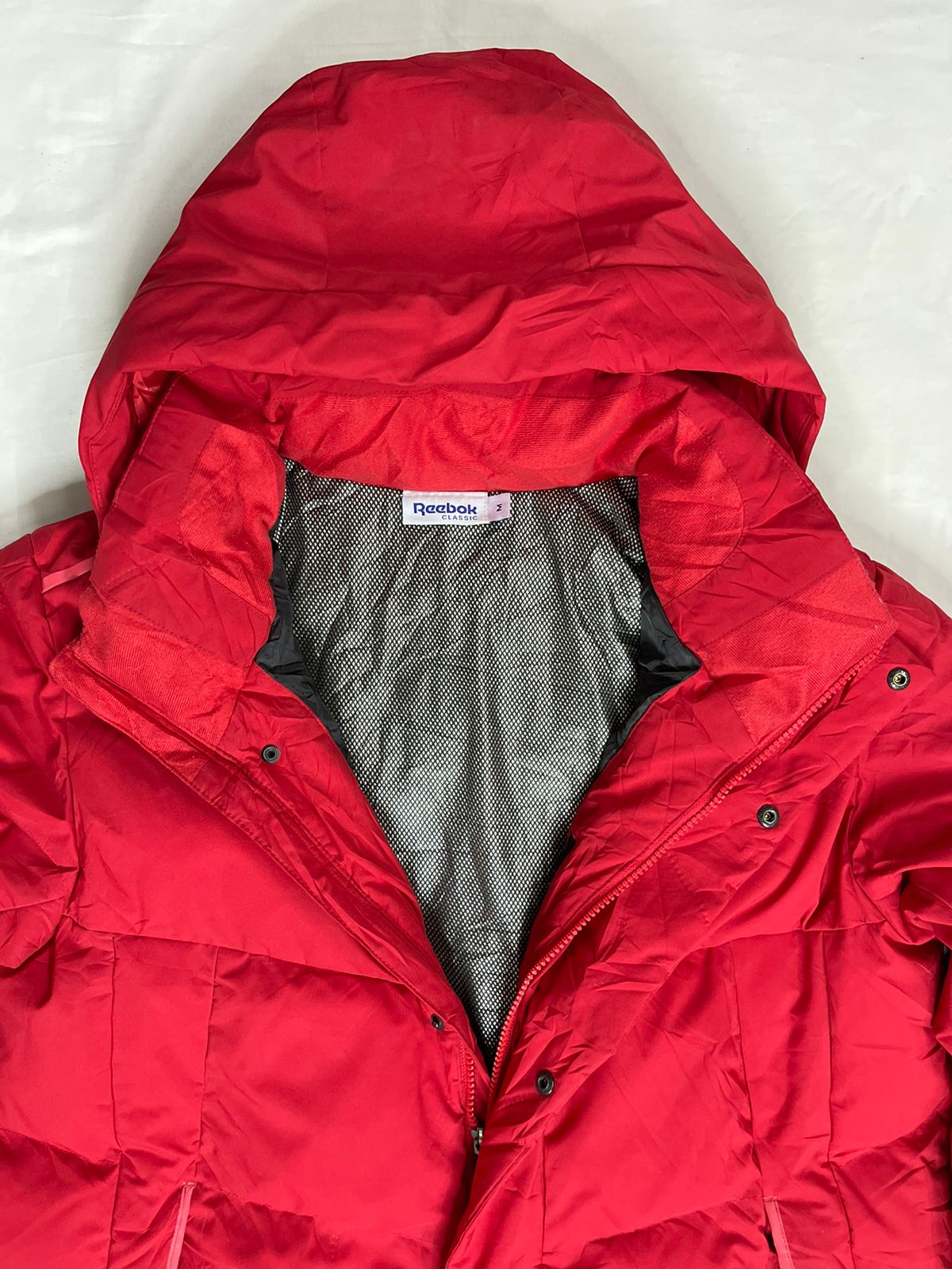 REEBOK Long Down Jacket – Red (Unisex M)