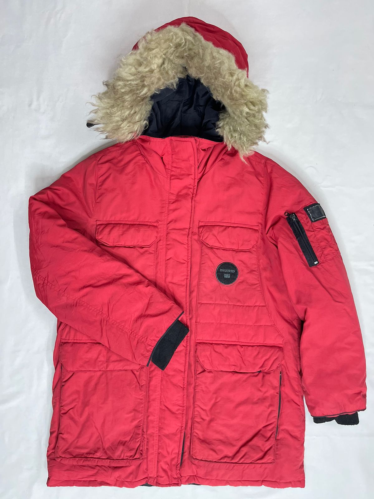 ASK ENQUIRED Hooded Puffer Jacket – Red (Men’s M)