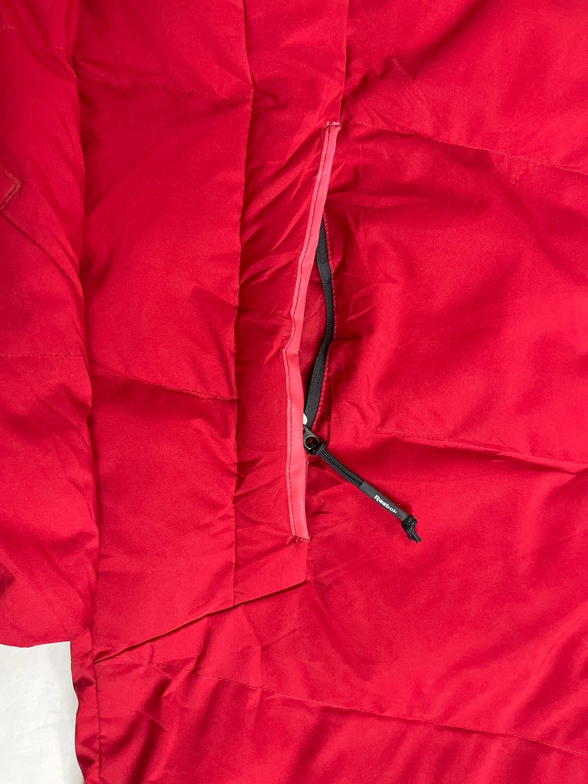 REEBOK Long Down Jacket – Red (Unisex M)