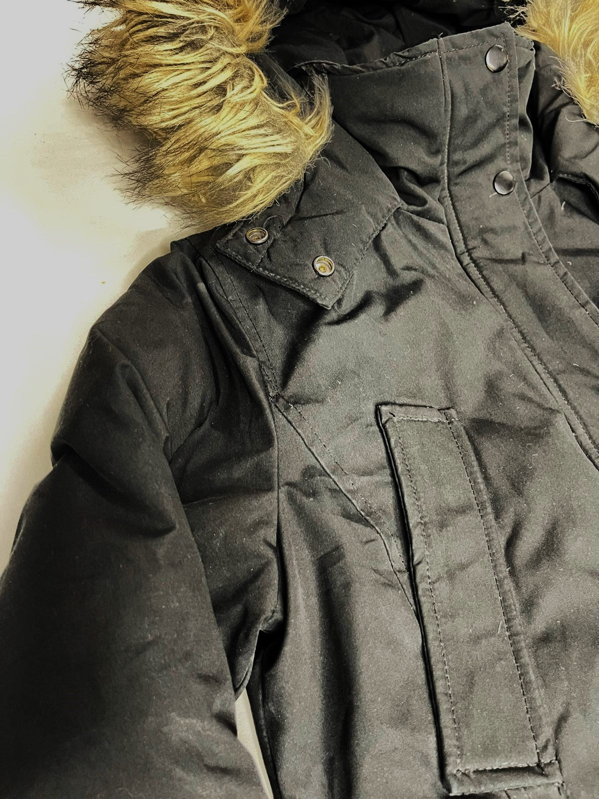 PIMKIE Hooded Fur Jacket – Dark Black (Unisex M)