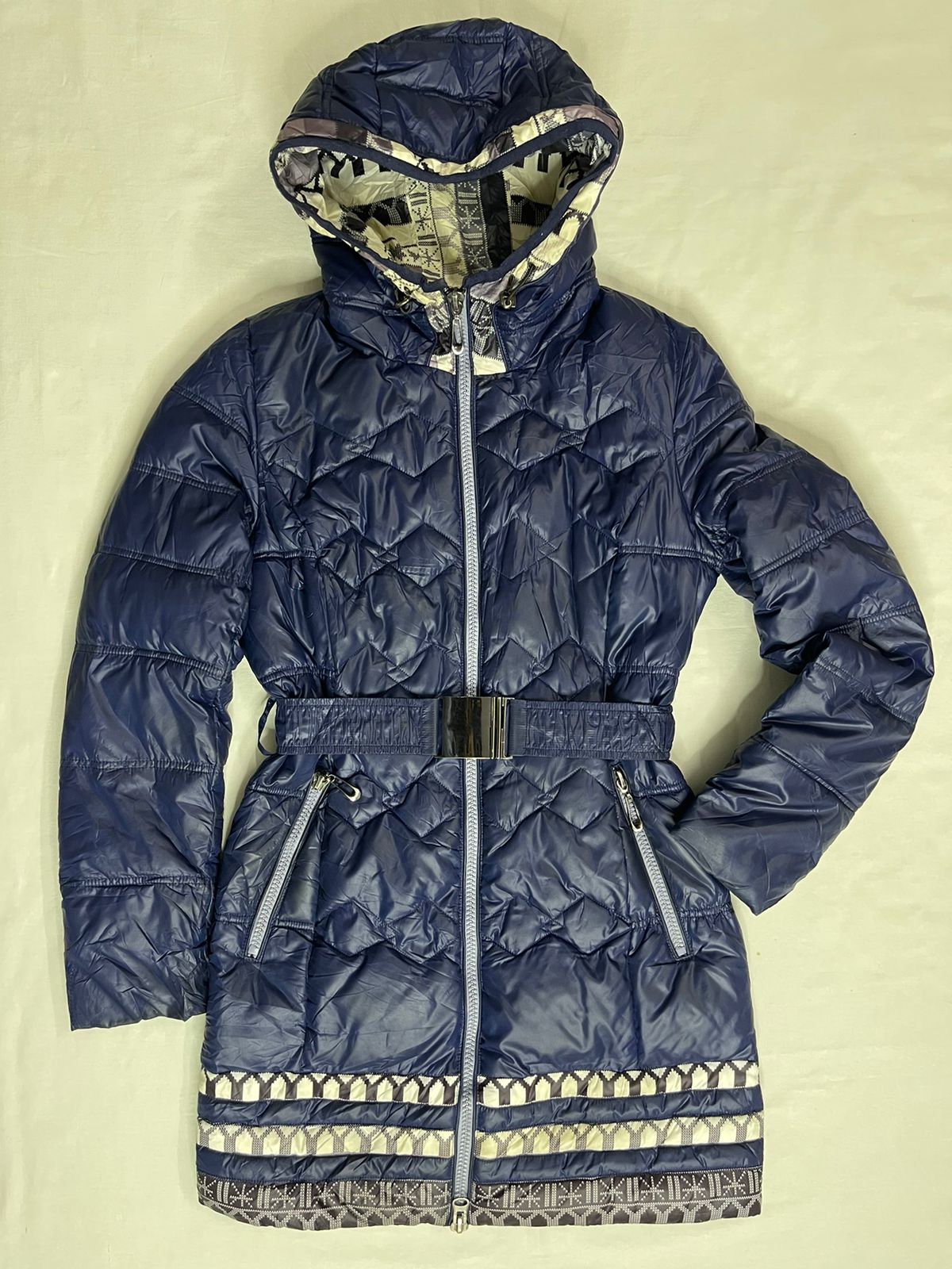 SKINNWILLE Fancy Long Jacket – Blue Multi-Print (Small)