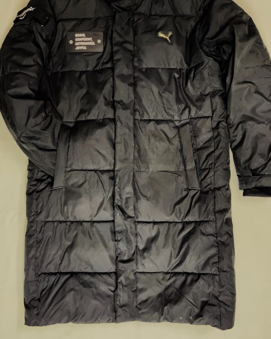 PUMA Long Puffer Jacket – Black (Unisex Medium)