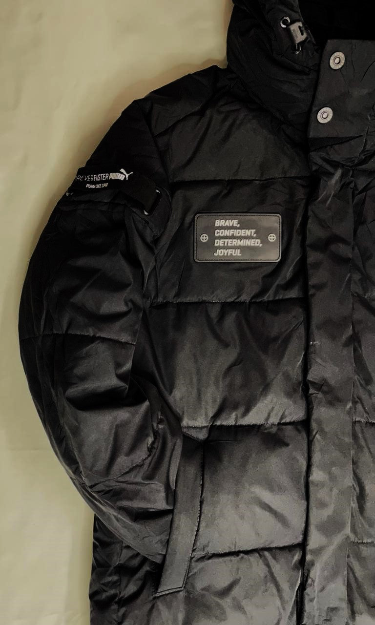 PUMA Long Puffer Jacket – Black (Unisex Medium)