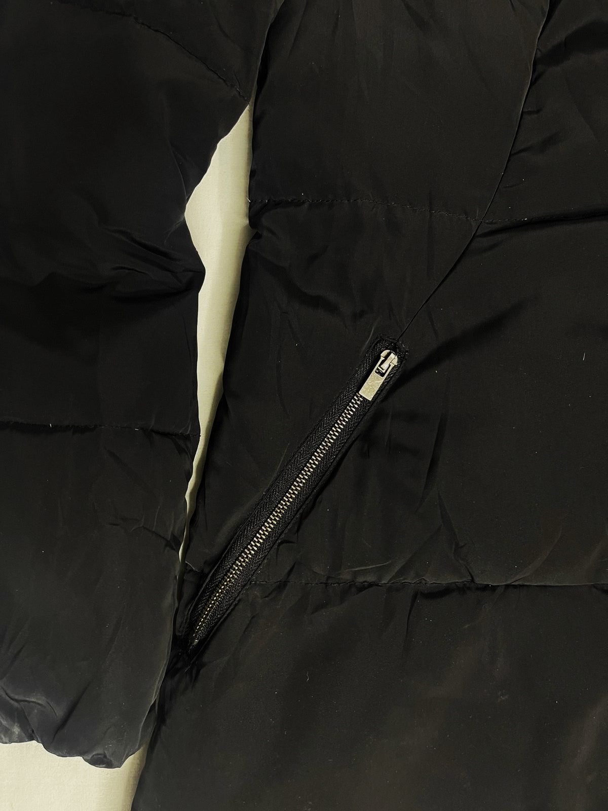 COUPS Ladies Long Down Jacket – Black × Dark Champagne (Medium)