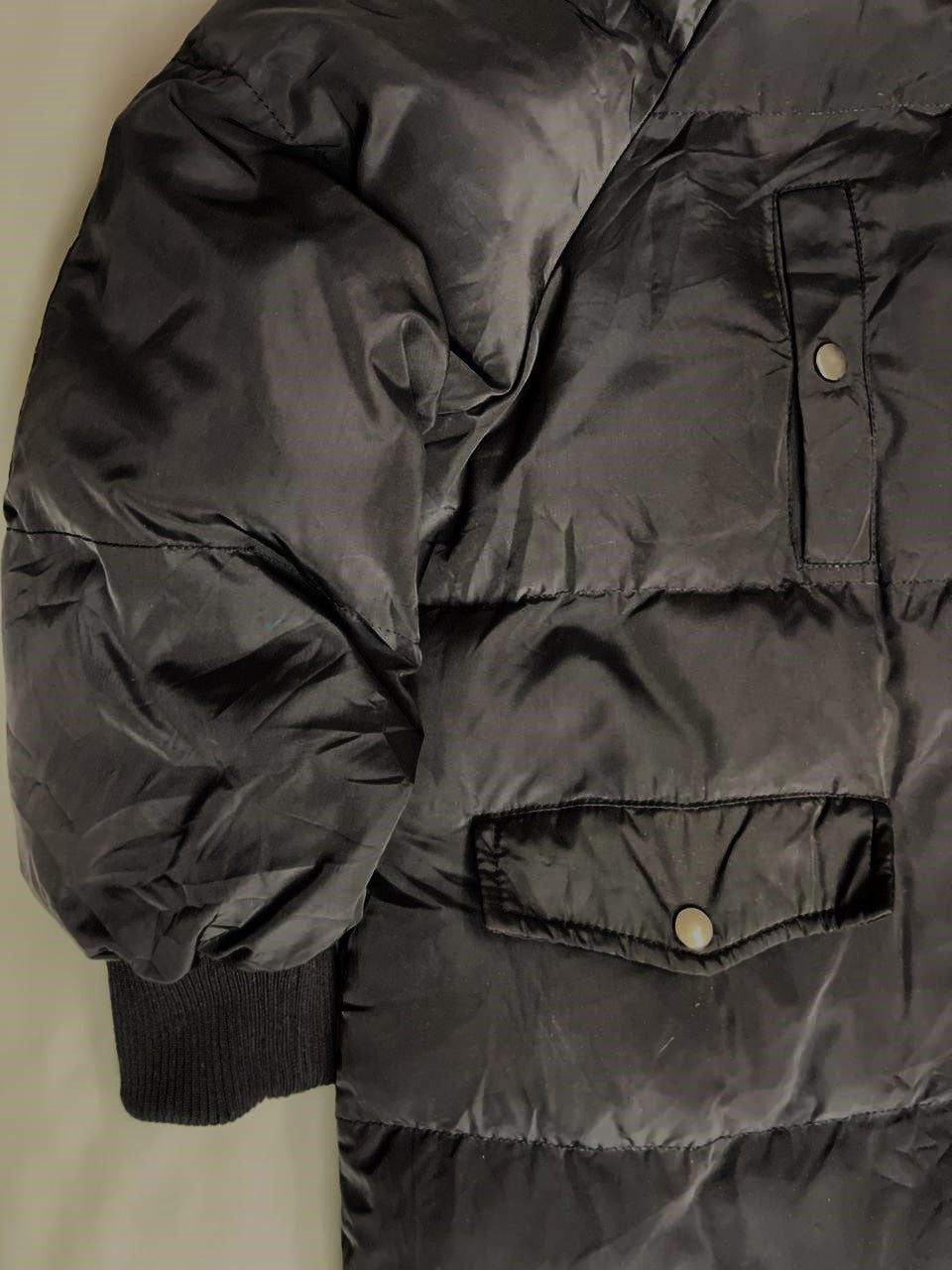 Women’s Long Down Jacket – Black with Fox Fur Hood (Large)