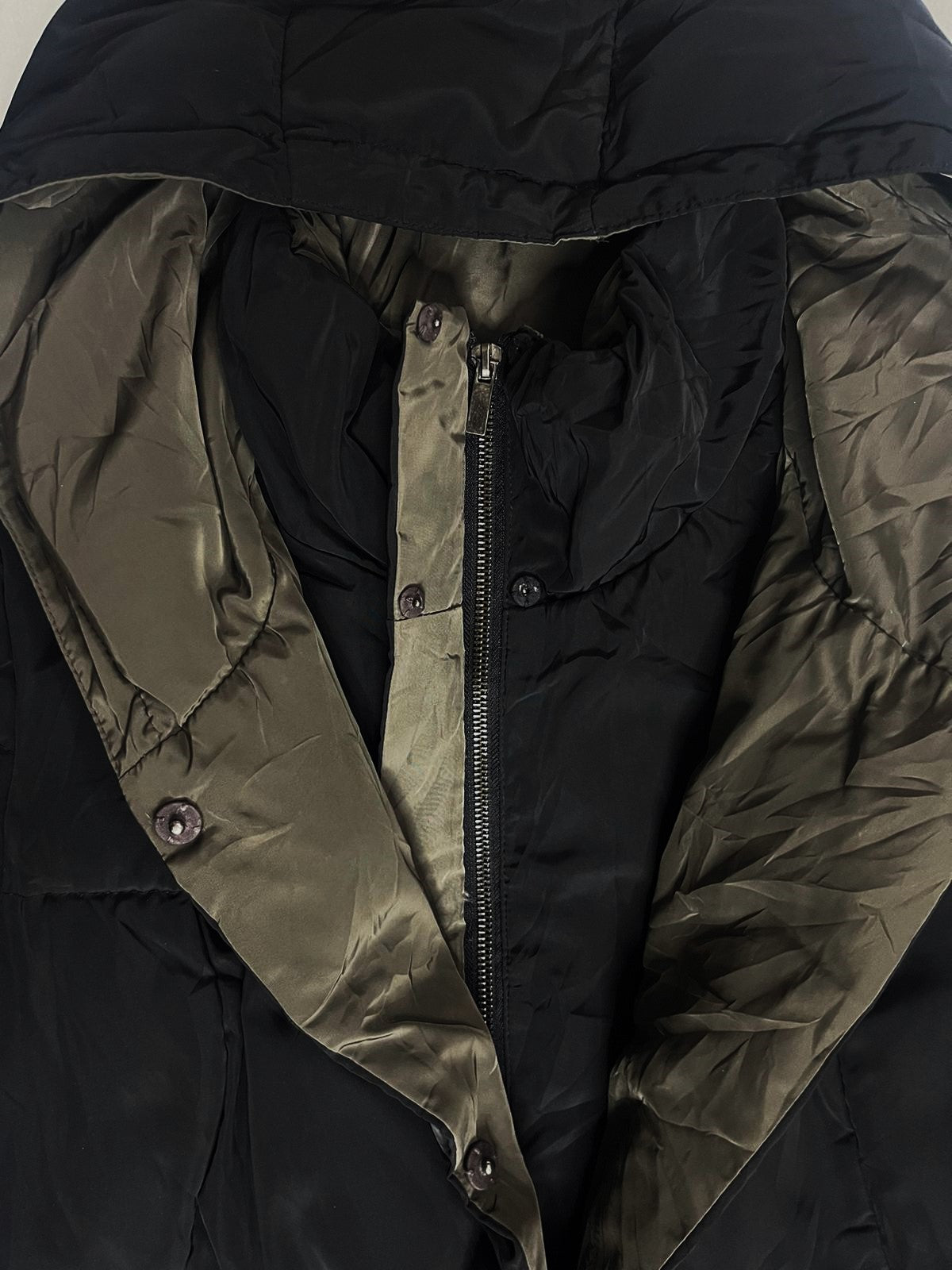 COUPS Ladies Long Down Jacket – Black × Dark Champagne (Medium)