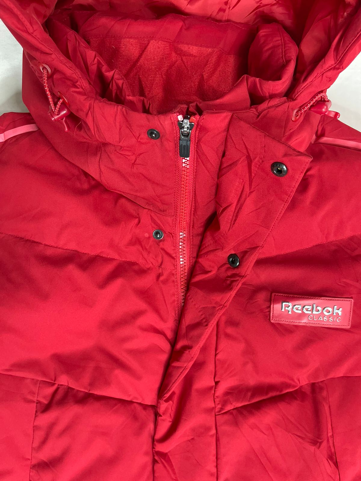 REEBOK Long Down Jacket – Red (Unisex M)