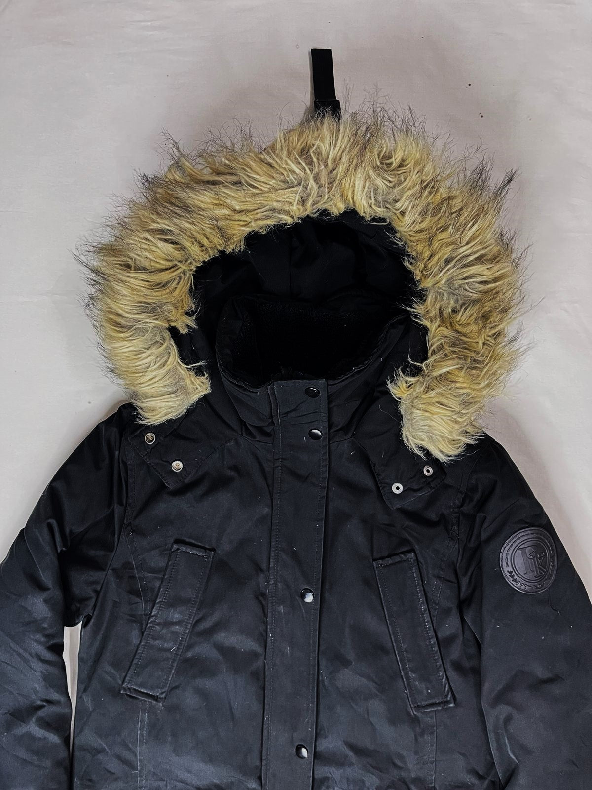 PIMKIE Hooded Fur Jacket – Dark Black (Unisex M)