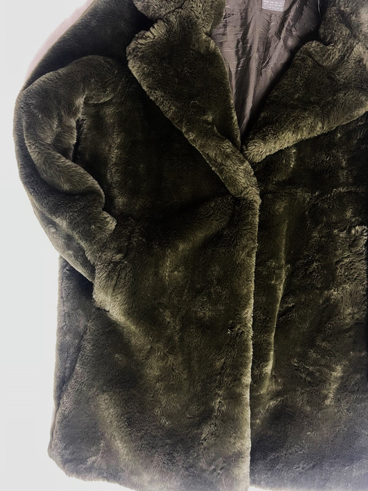 PRIMARK Premium Long Fur Coat – Dark Green (Medium, Unisex)