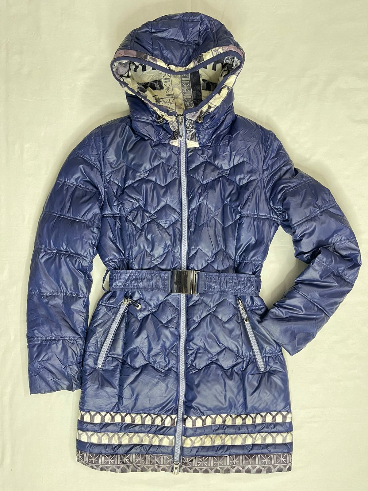 SKINNWILLE Fancy Long Jacket – Blue Multi-Print (Small)