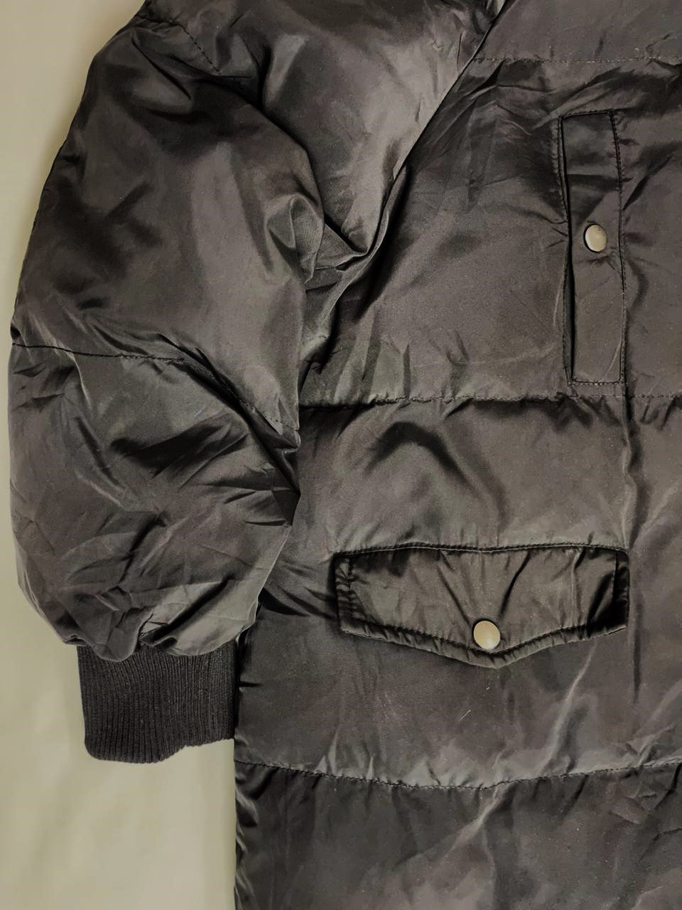 Women’s Long Down Jacket – Black with Fox Fur Hood (Large)