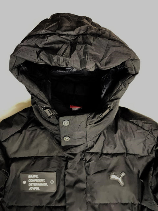 PUMA Long Puffer Jacket – Black (Unisex Medium)