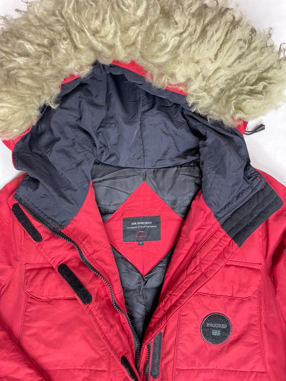 ASK ENQUIRED Hooded Puffer Jacket – Red (Men’s M)